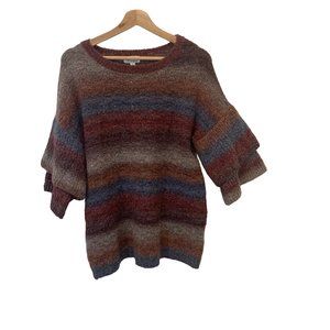 Ponsesa Knit Sweater Bell 3/4 Sleeve Size Large Beautiful Fall Colors